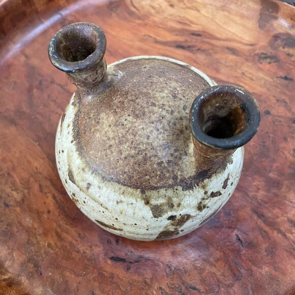 Vintage MCM 1960’s Studio Pottery Double Necked Art Vase - Picture 2 of 5